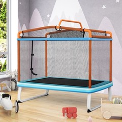 Outdoor 3-in-1 6FT Rectangle Kids Trampoline W/Swing Horizontal Bar & Safety Net