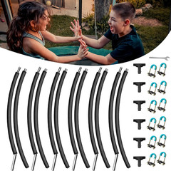 6PCS Universal Curved Trampoline Replacement Poles with Foam Sleeve & Hardware
