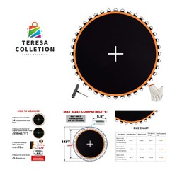 150 Inch Trampoline Replacement Mat Fits 14 ft Frame – V-Rings & Accessories