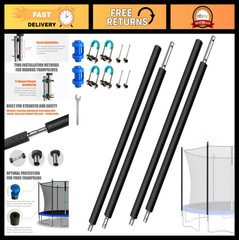 2PCS Universal Trampoline Replacement Poles Kit with Foam Sleeves & Caps, Fits 8
