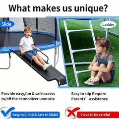 Universal Trampoline Slide 60″ * 20″ Slide with 2 Iron Plasticized Handles Bu…