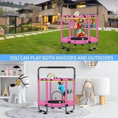 Trampoline for Kids, Upgrade Full Anti-Rust 440lbs Indoor Outdoor 60 A2-pink