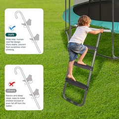 Trampoline Ladder 3-Step with Wide Steps, 220Lbs Capacity, UV Treated Steel