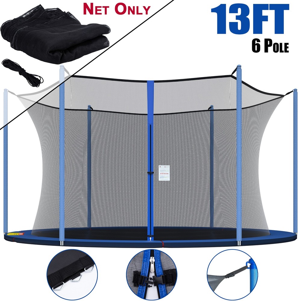 Round Replacement Trampoline Safety Enclosure Net for 13ft Frames 6 Pole Netting