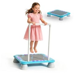 3-in-1 Mini Trampoline for Kids with Music & Lights, Indoor Outdoor Bounce Blue