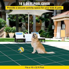 18x34ft Rectangular Mesh Safety Cover & Step & Triple Stitched 333lb PP