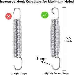 Galvanized Steel Trampoline Springs 5.5-7 Inch Replacement Kit with T-Hooks