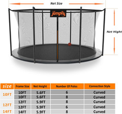 Trampoline Safety Net Replacement for 10/12/14FT Round Frames, Weather-Resistant