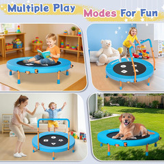 3FT Toddler Trampoline with Adjustable Handlebar – Safe & Foldable Fun!