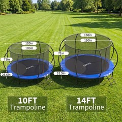 10/12/14 FT Outdoor Trampoline 600LBS/1760LBS W/ Net and Ladder Trampoline