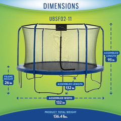 Skytric 11FT round Trampoline with Top-Ring Flex Frame Safety Enclosure – Kids,