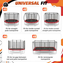 Trampoline Basketball Hoop Attachment, with 3 Basketballs and Pump & Hooks, Easy