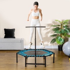 48″ Foldable Adjustable Trampoline Bungee Exercise Cardio Fitness Jumper, Blue
