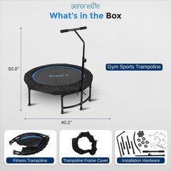 40″ Mini Trampoline Fitness with Reinforced Springs Adjustable Safety Handle