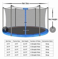 Trampoline Replacement Safety Net Enclosure 14 Ft 6 Straight Pole Net Only