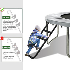 USA Universal Trampoline Ladder,240 Lbs Capacity,3 Wide Skid-Proof Steps&Shoe St