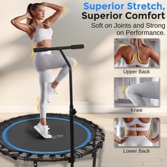 40″ Mini Trampoline Fitness with Reinforced Springs Adjustable Safety Handle