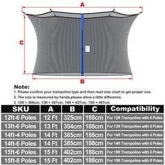 Round Trampoline Enclosure Net Replacement Fits for 14FT Frame NET Only