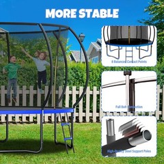 Pumpkin Trampoline with Basketball Hoop & Inner Enclosure – Safe, Durable
