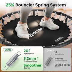 Ultra Stable Mini Trampoline 330 lbs Capacity Adjustable Handle Indoor Exercise
