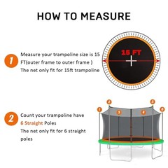 Jump Tastic Trampoline Net Replacement 12-15 ft 6 Pole