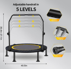 Trampolín Plegable 40″, Rebounder Fitness con Asa Ajustable y Cubierta Segura