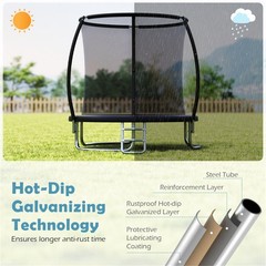 8FT Round Trampoline with Safety Enclosure Net 880LBS Capacity Kids Adults Black