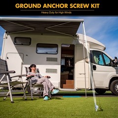 8 Pcs Ground Anchors Screw in, 12 Inch Heavy Duty Tent Stakes with Trampoline An