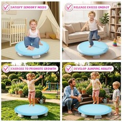 Sensory Trampoline Indoor, Mini Trampoline for Kids, Bounce Board, Round Blue