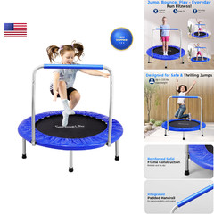 Serenelife 36 Mini Foldable Toddler Trampoline Handle Bar Rebounder Trampoline