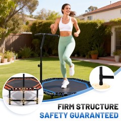 48″ Gym Mini Rebounder Trampoline for Adults Fitness with Adjustable Handle Bar