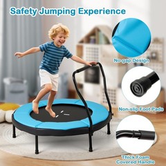Rebounder Trampoline Adult 40″ Mini Fitness Trampoline W/ Detachable Handle