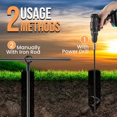 18” Ground Anchors Screw in Tent Stakes Heavy Duty Earth Anchors – Solid Ste…