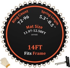 High-Strength 14ft Trampoline Mat – 88 Rings, 6.5″ Spring, Fade Resistant