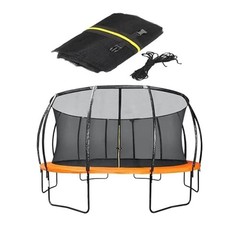Trampoline Safety Net Replacement, with Zippers and 12 FT – 8 poles Black