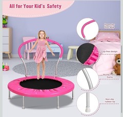 Lyromix 36” Kids Trampoline Mini Toddler Rebounder w/ Handle Indoor Outdoor Gift