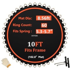 Fits 10FT Trampoline 60 Rings & (102.8″|8.56ft) Mat-Fits 5.3-5.7″ Springs