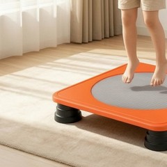 Square Trampoline with Round Mat Low-Height Kids Trampoline Shock-Absorbing
