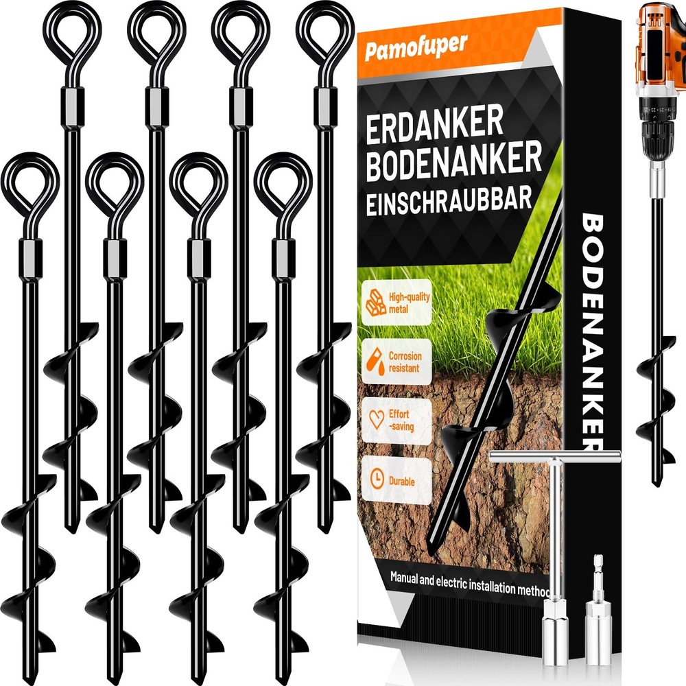 Ground Anchor Ground Anchor, Ground Anchor Trampoline Screw In, Set of 8 Heavy Duty T…