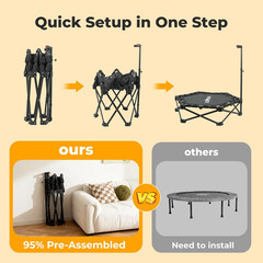 Foldable Fitness Trampoline,40” Rebounder with Adjustable Foam Handle,Mini Tram