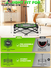 Mini Trampoline for Adults 42″ Foldable Fitness Rebounder with Adjustable T-Bar
