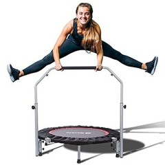 BCAN Trampoline for Fitness Rebounder & Adjustable Foam Handle – 330 Lbs