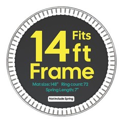 Trampoline Jumping Mat Replacement, Fits 14 ft Trampoline Frame with 72 v-rings