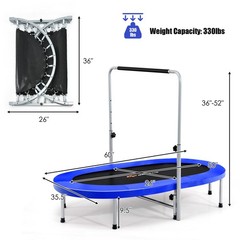 Costway 50″ Trampoline for 2 People Foldable Rebouncer w/Adjustable Handrail