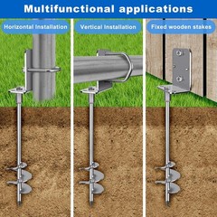 30″ Heavy Duty Screw in Ground Anchors Kit 3″ Spiral Earth Stakes Yard