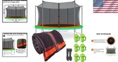 Weather-Resistant 14ft Trampoline Net Replacement – Includes 6 Pole Caps & Cords