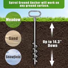 17″ Ground Anchors Screw in, 4 Pack Swing Set Anchor Kit, High Wind Trampolin…