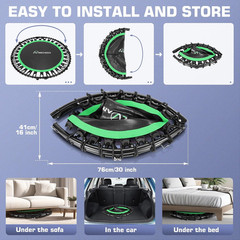 40″/48″ Foldable Mini Trampoline,Max Load 450Lbs/550Lbs Indoor Trampoline,With 4