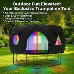 12FT Trampoline round Tent(Tent ONLY) Fits 12FT Frame 8 Curved Poles with LED Li