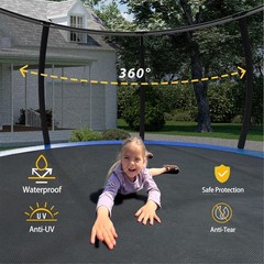 12FT Kids Trampoline with Safety Enclosure Net & Ladder, Outdoor Blue